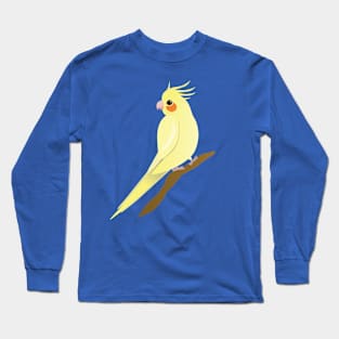 A yellow cockatiel perched on a branch Long Sleeve T-Shirt